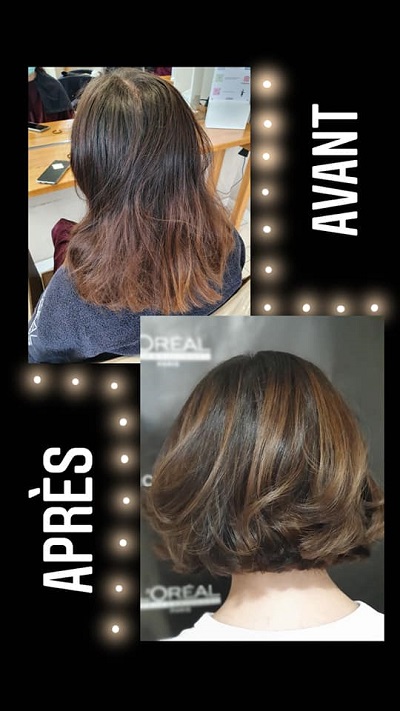 coupe cheveux court avant et après